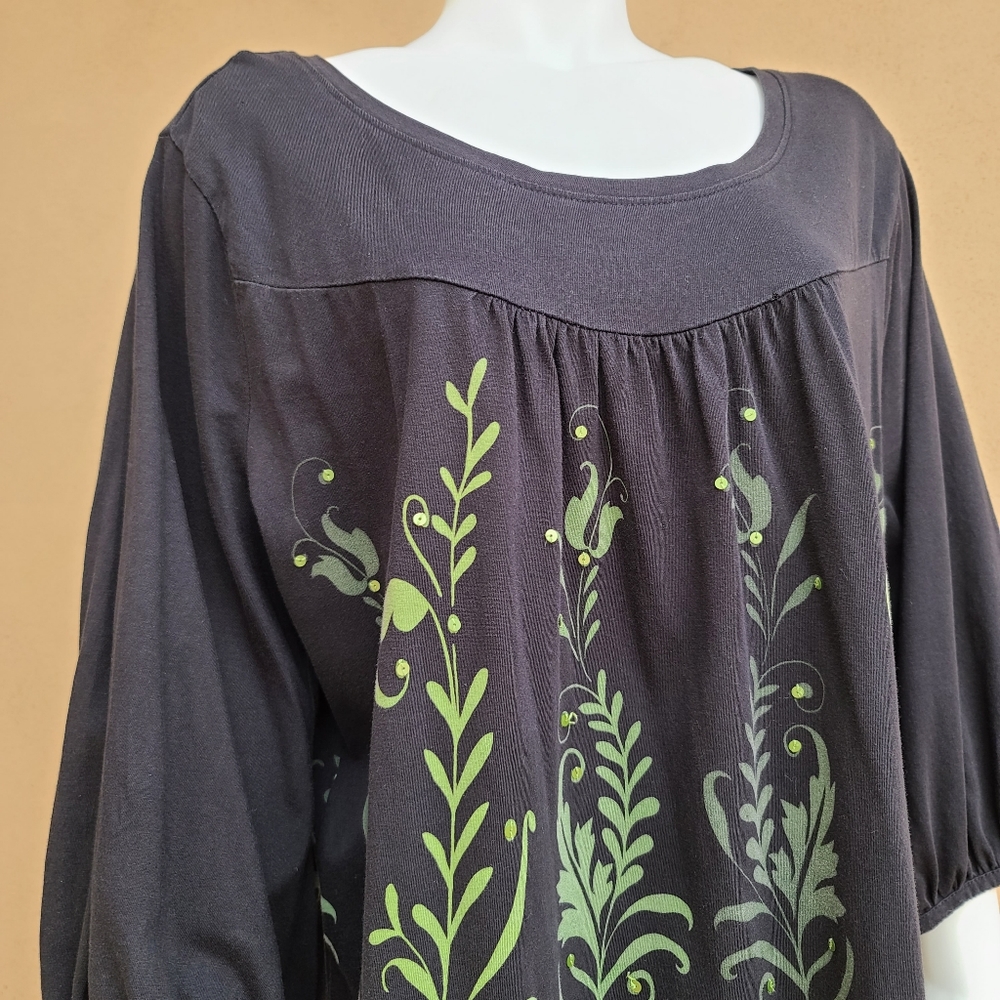 STYLE & CO Peasant Top 2x Tunic Knit Shirt Plus 2X Sleeves 3/4 Sleeve - Picture 4 of 15